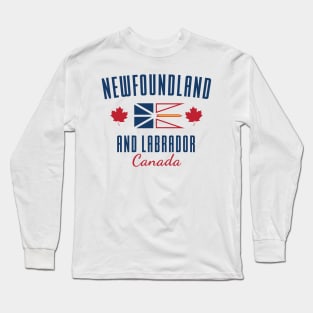 NFLD Flag and Maple Leaf || Newfoundland and Labrador || Gifts || Souvenirs || Clothing Long Sleeve T-Shirt